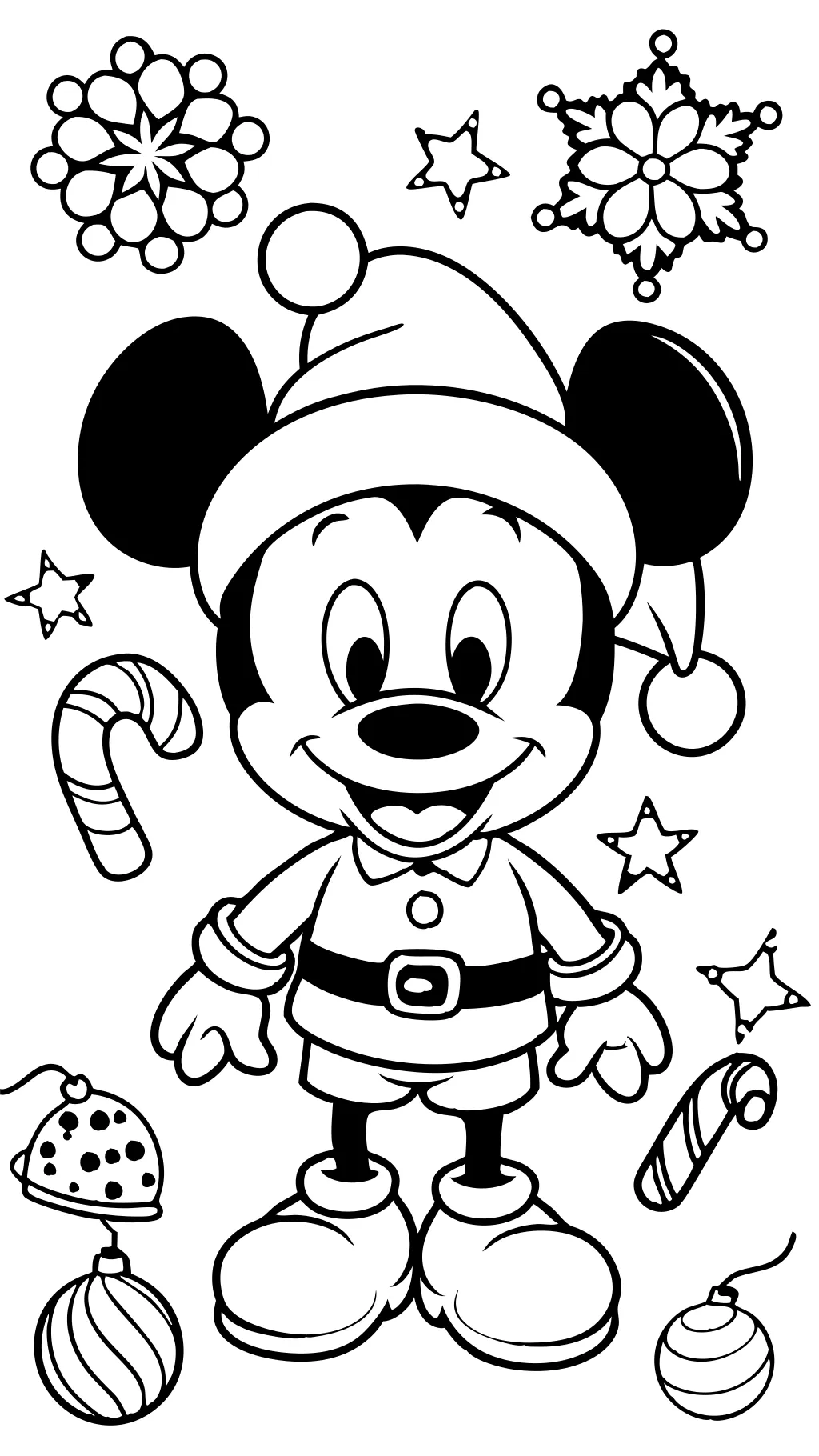 Página para colorear de Navidad de Mickey Mouse